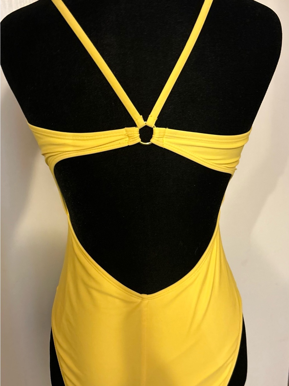 Shade & Shore Yellow One-Piece with Back Ring Accent